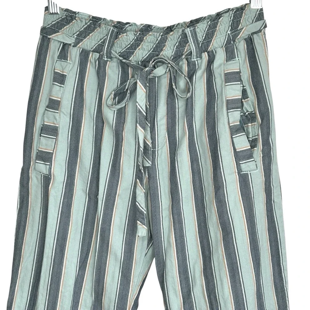 Free People Marielle Pull On Pants Boho XS Crop Stripe Straight Leg Coastal Vaca - Picture 3 of 10